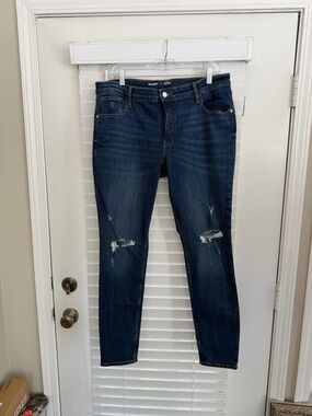 Old Navy Dark Blue Skinny Distressed Jeans